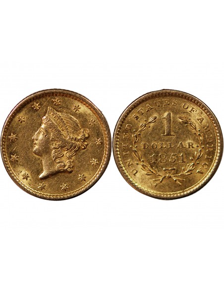 USA, LIBERTY HEAD - 1 DOLLAR OR 1851
