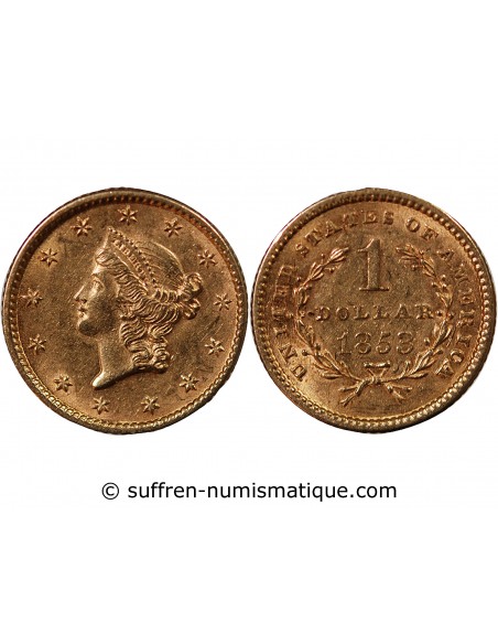USA, LIBERTY HEAD - 1 DOLLAR OR 1853