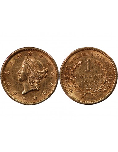 USA, LIBERTY HEAD - 1 DOLLAR OR 1853