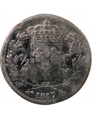 LOUIS XVIII - 1/2 FRANC LOUIS XVIII 1817 K BORDEAUX