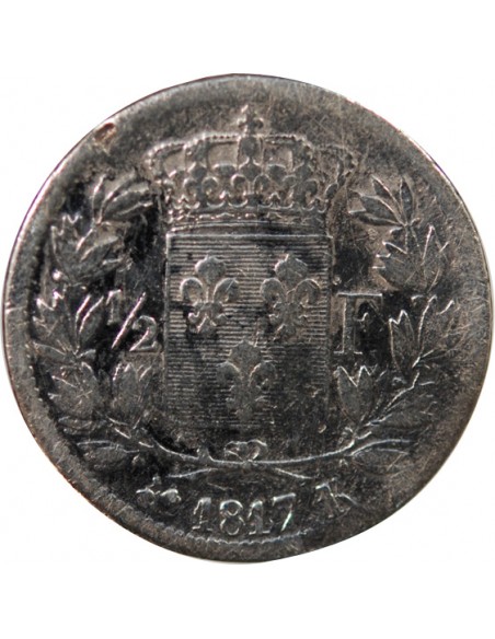 LOUIS XVIII - 1/2 FRANC LOUIS XVIII 1817 K BORDEAUX