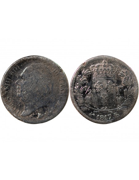 LOUIS XVIII - 1/2 FRANC LOUIS XVIII 1817 K BORDEAUX