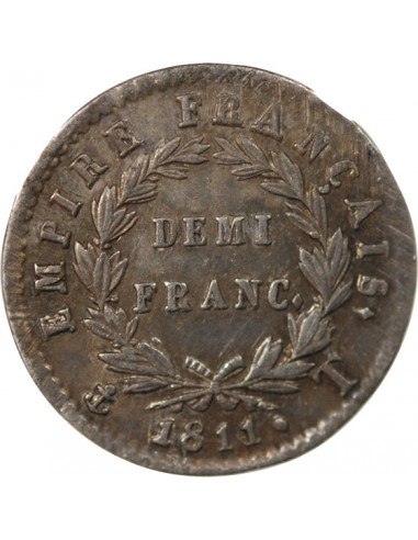 NAPOLEON Ier﻿ - 1/2 FRANC ARGENT 1811 T NANTES