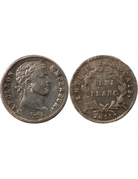NAPOLEON Ier﻿ - 1/2 FRANC ARGENT 1811 T NANTES