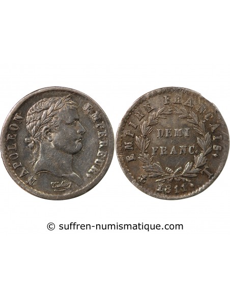 NAPOLEON Ier﻿ - 1/2 FRANC ARGENT 1811 T NANTES