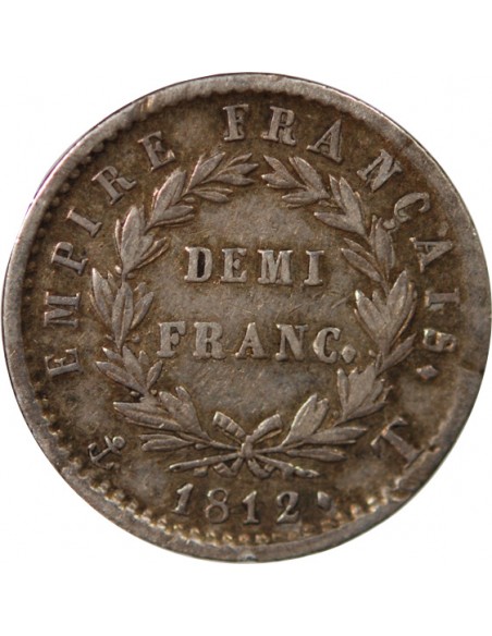 NAPOLEON Ier﻿ - 1/2 FRANC ARGENT 1812 T NANTES