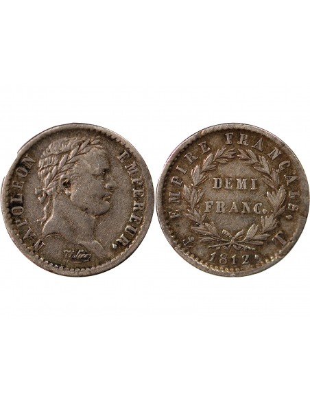 NAPOLEON Ier﻿ - 1/2 FRANC ARGENT 1812 T NANTES
