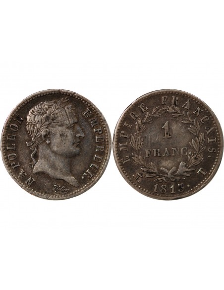 NAPOLEON Ier - 1 FRANC ARGENT 1813 T NANTES