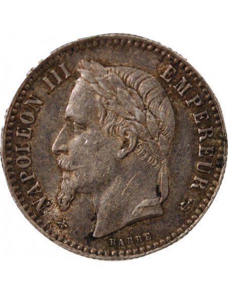 NAPOLEON III, TÊTE LAURÉE - 50 CENTIMES ARGENT - 1867, A PARIS