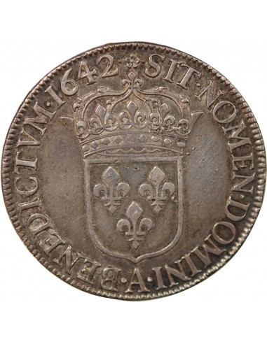 LOUIS XIII - ECU DE 60 SOLS ARGENT 1642 A PARIS