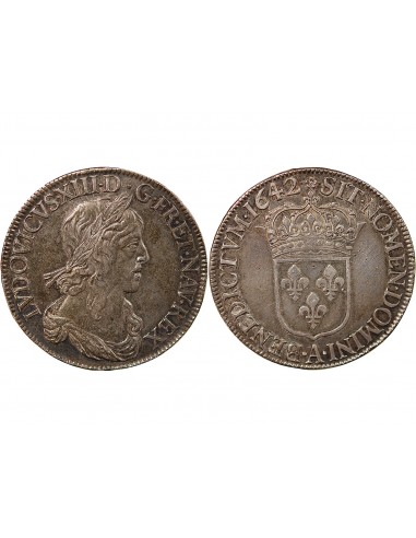 LOUIS XIII - ECU DE 60 SOLS ARGENT 1642 A PARIS
