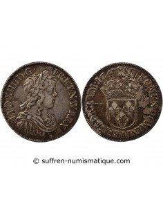 LOUIS XIV - 1/2 ECU A LA MECHE LONGUE 1647 A PARIS