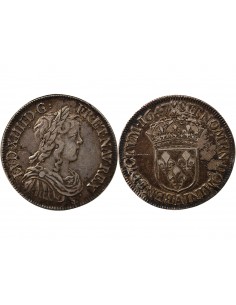 LOUIS XIV - 1/2 ECU A LA MECHE LONGUE 1647 A PARIS 2