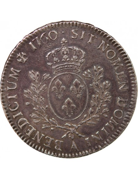 LOUIS XV - ECU ARGENT AU BANDEAU 1760 A PARIS