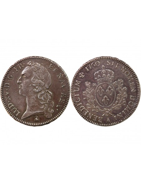 LOUIS XV - ECU ARGENT AU BANDEAU 1760 A PARIS