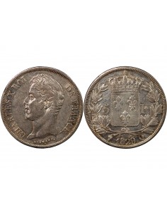 CHARLES X - 5 FRANCS ARGENT 1829 Q PERPIGNAN 2