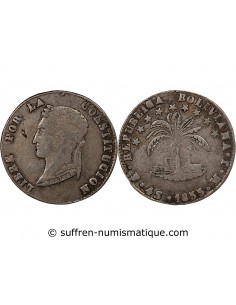 BOLIVIE - 4 SOLES ARGENT - 1855 PTS MJ