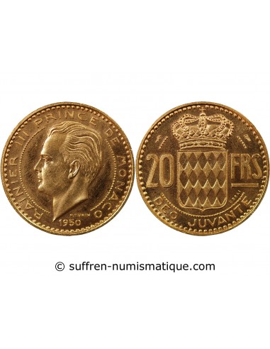 MONACO, RAINIER III - ESSAIS, 20 FRANCS OR - 1950 PARIS