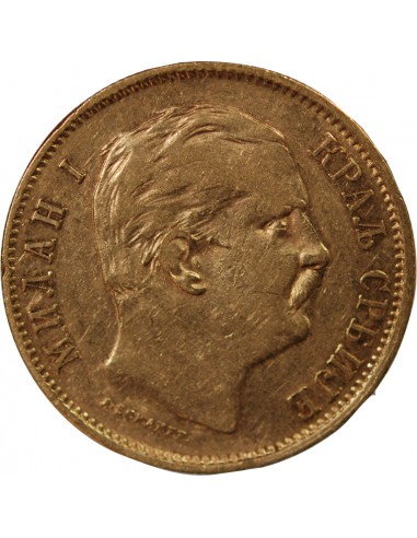 SERBIE, MILAN Ier - 10 DINARS OR 1882 V VIENNE