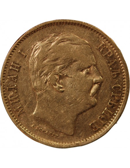 SERBIE, MILAN Ier - 10 DINARS OR 1882 V VIENNE