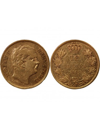 SERBIE, MILAN Ier - 10 DINARS OR 1882 V VIENNE