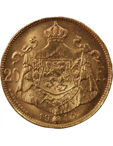 BELGIQUE, ALBERT I - 20 FRANCS OR  - 1914 BRUXELLES