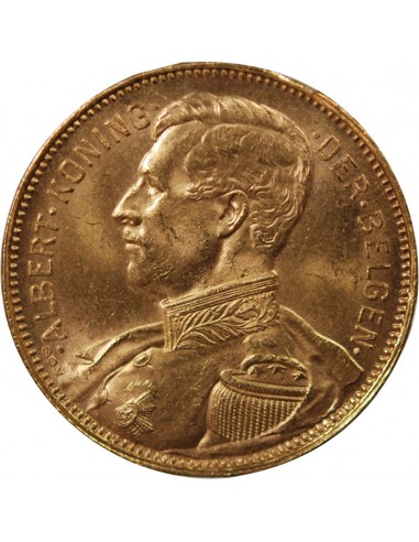 BELGIQUE, ALBERT I - 20 FRANCS OR  - 1914 BRUXELLES