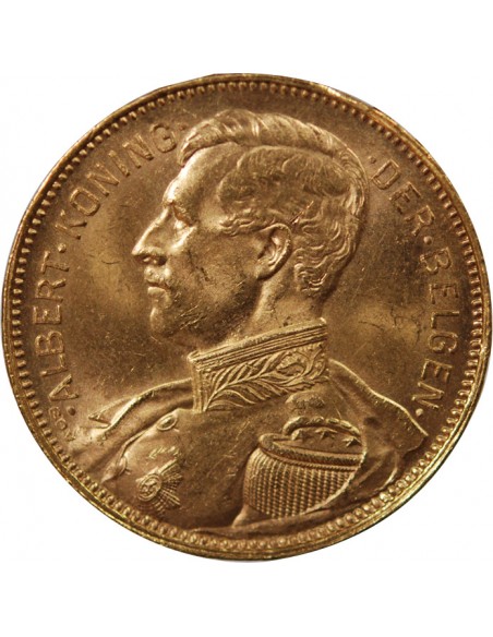 BELGIQUE, ALBERT I - 20 FRANCS OR  - 1914 BRUXELLES