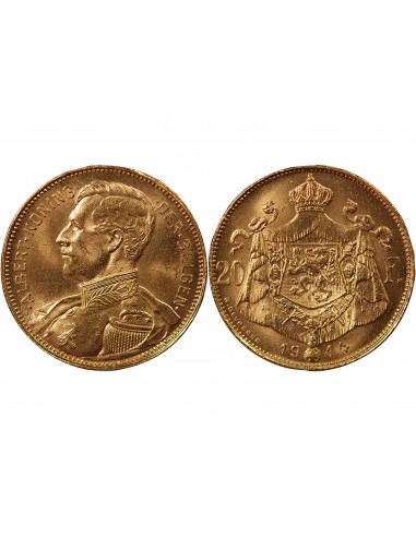 BELGIQUE, ALBERT I - 20 FRANCS OR  - 1914 BRUXELLES