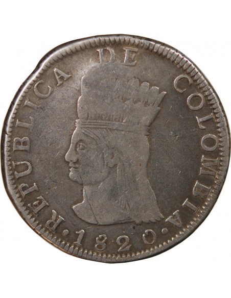 COLOMBIE - 8 REALES ARGENT - 1820 BOGOTA