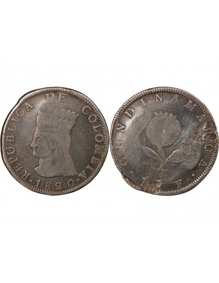 COLOMBIE - 8 REALES ARGENT - 1820 BOGOTA