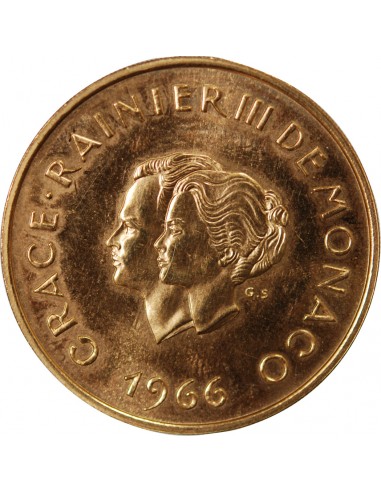 MONACO, RAINIER III - 200 FRANCS OR, 10e ANNIVERSAIRE DU MARIAGE PRINCIER - 1966