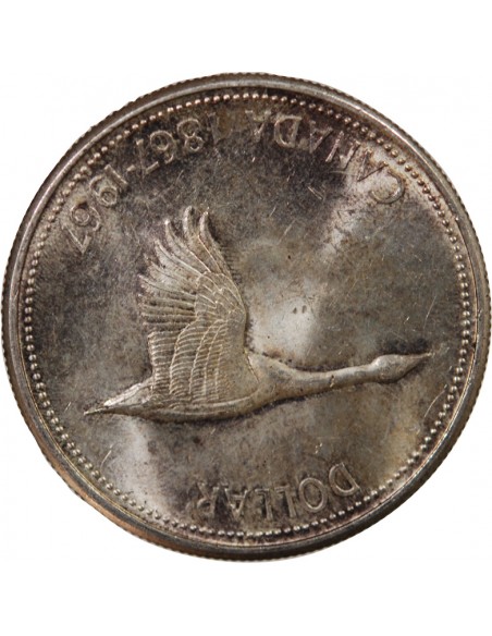 CANADA, ELIZABETH II - DOLLAR ARGENT, 100 ANS CONFEDERATION  - 1966 OTTAWA