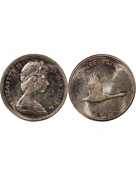 CANADA, ELIZABETH II - DOLLAR ARGENT, 100 ANS CONFEDERATION  - 1966 OTTAWA