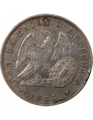 CHILI - 1 PESO ARGENT - 1854 So SANTIAGO