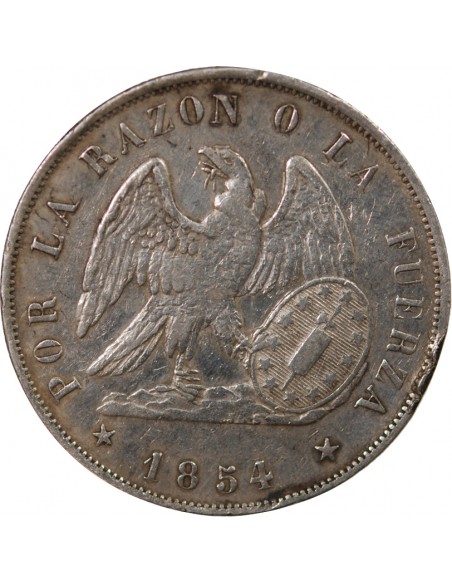 CHILI - 1 PESO ARGENT - 1854 So SANTIAGO