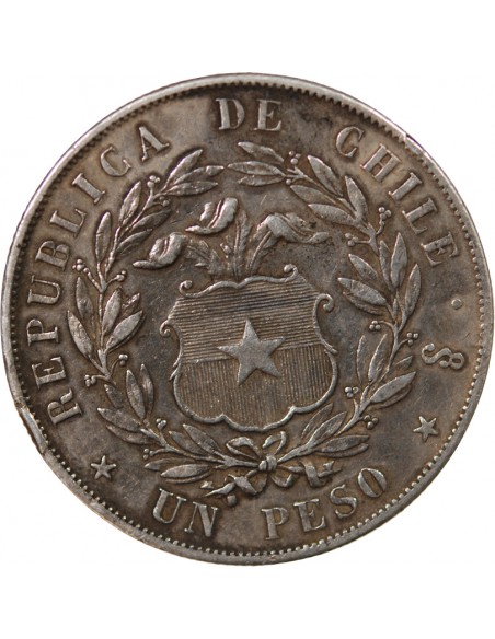 CHILI - 1 PESO ARGENT - 1854 So SANTIAGO