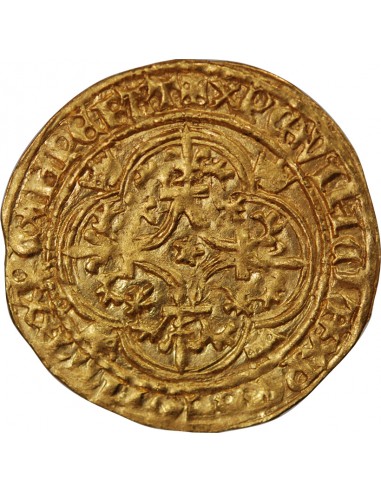 CHARLES VI LE FOU - ECU D'OR A LA COURONNE,- 1411-1420 SAINT-LÔ