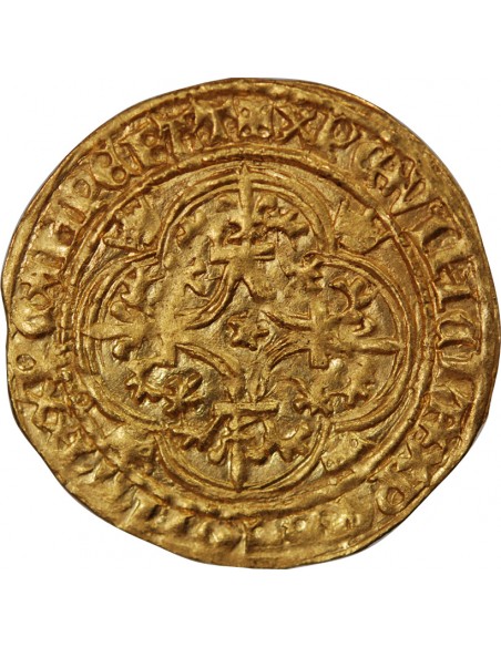 CHARLES VI LE FOU - ECU D'OR A LA COURONNE,- 1411-1420 SAINT-LÔ