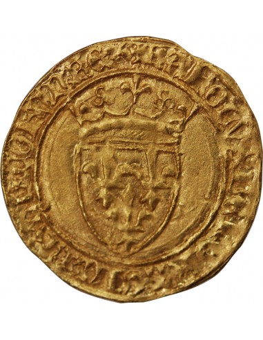 CHARLES VI LE FOU - ECU D'OR A LA COURONNE,- 1411-1420 SAINT-LÔ