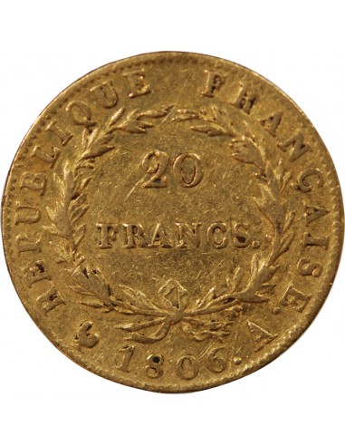 NAPOLEON Ier﻿ - 20 FRANCS OR 1806 A PARIS﻿ "Calendrier grégorien"