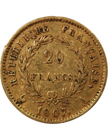 NAPOLEON Ier - 20 FRANCS OR 1807 A PARIS "Type Transitoire"