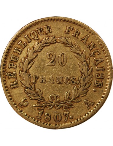 NAPOLEON Ier - 20 FRANCS OR 1807 A PARIS "Type Transitoire"
