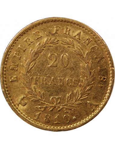 NAPOLÉON Ier - 20 FRANCS OR, TETE LAUREE - 1810 A PARIS