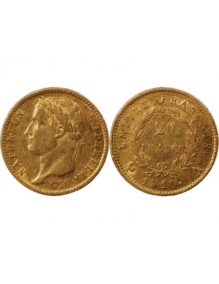 NAPOLÉON Ier - 20 FRANCS OR, TETE LAUREE - 1810 A PARIS