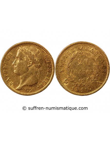 NAPOLÉON Ier - 20 FRANCS OR, TETE LAUREE - 1810 A PARIS