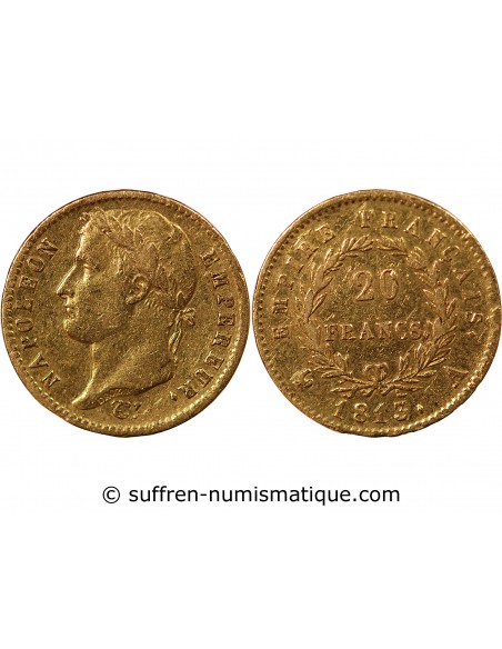 NAPOLÉON Ier - 20 FRANCS OR, TETE LAUREE - 1813 A PARIS