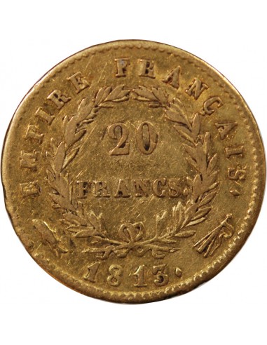 NAPOLÉON Ier - 20 FRANCS OR, TETE LAUREE - 1813 UTRECHT