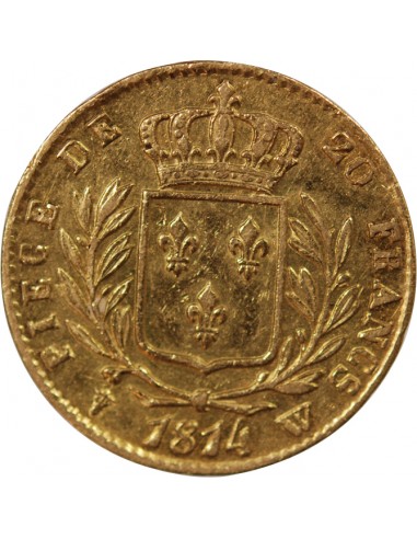 LOUIS XVIII - 20 FRANCS OR 1814 W LILLE