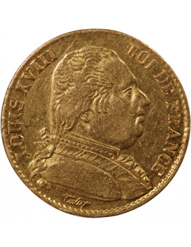 LOUIS XVIII - 20 FRANCS OR 1814 W LILLE